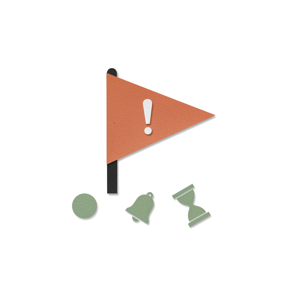 Una piccola bandierina rossa di stoffa su un'asta di legno