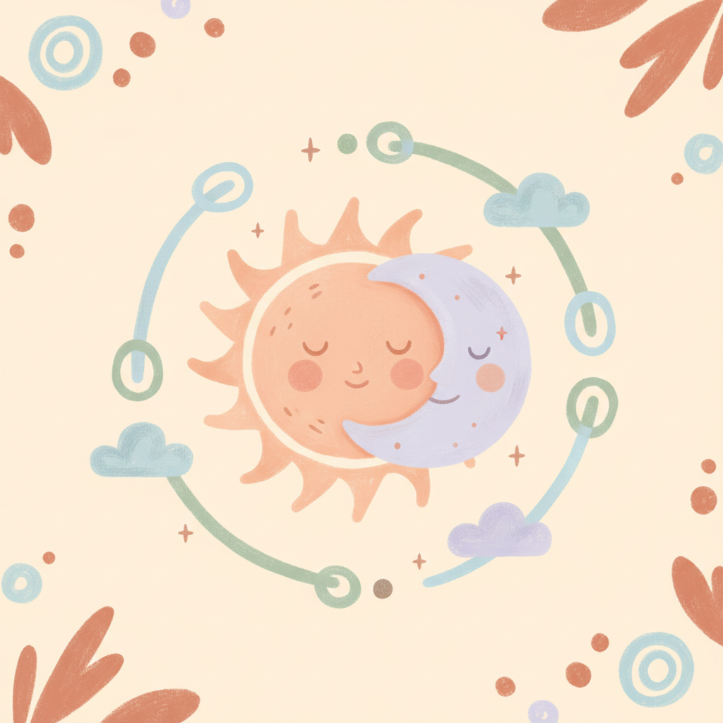 Un sole e una luna danzano dolcemente in cerchio