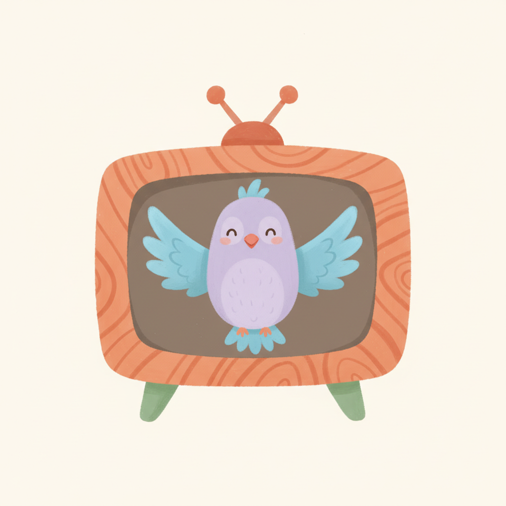 Una piccola televisione di legno con un cucù che salta fuori